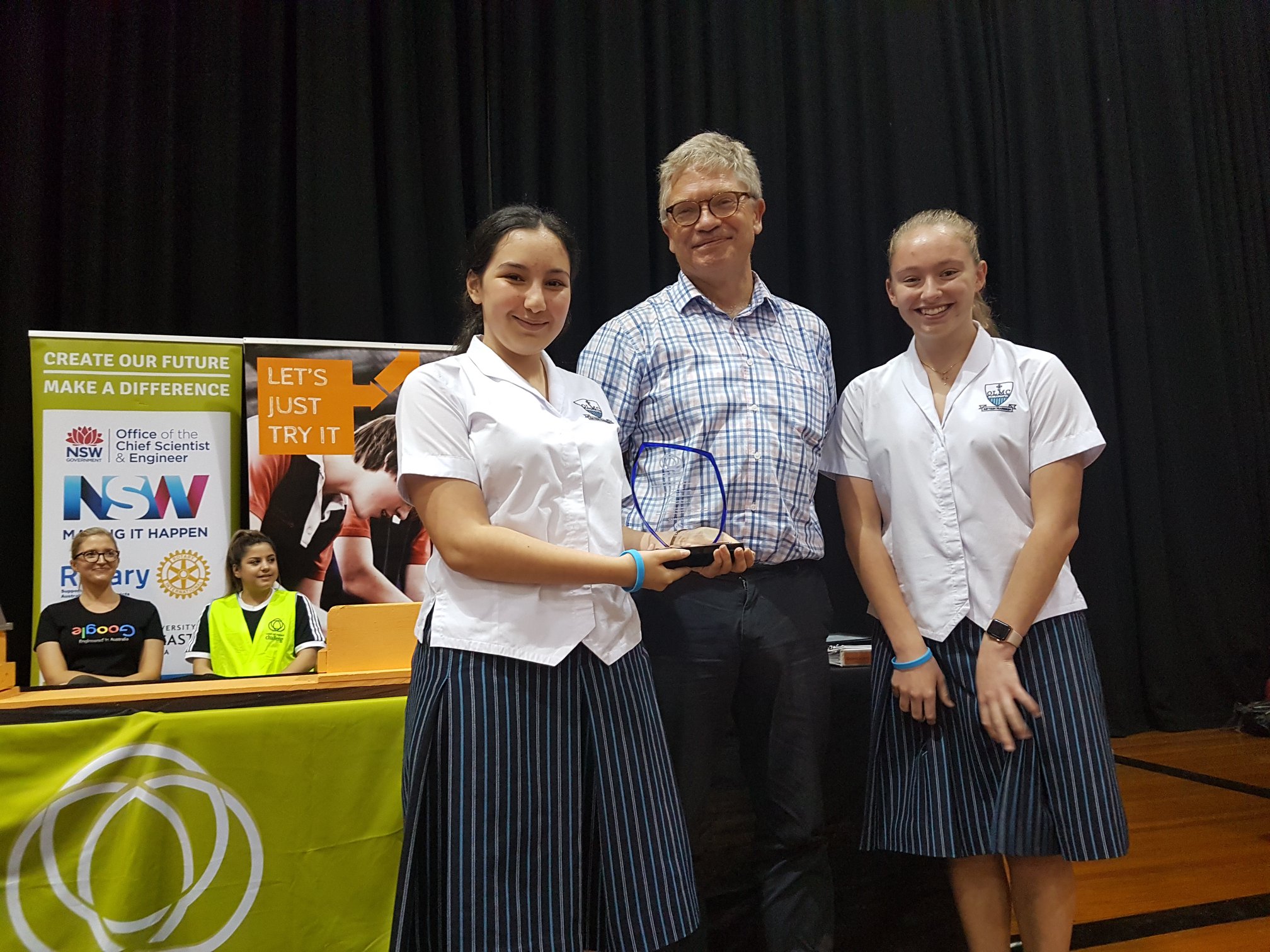 The NSW Chief Scientist & Engineer with two high school students.