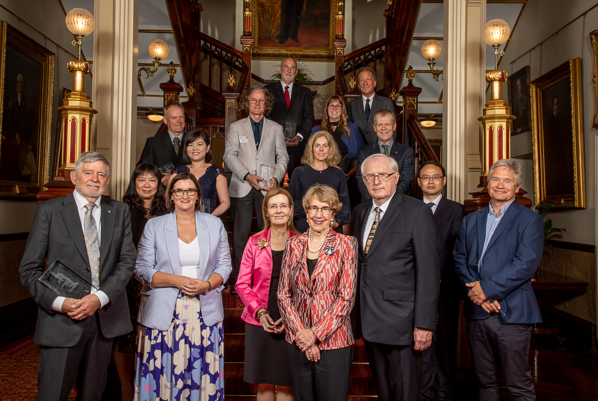 The Governor, Mr Dennis Wilson, the Hon. Gabrielle Upton, the Hon. Sarah Mitchell, the NSW Chief Scientist & Engineer, Scientist of the Year Professor Jim Patrick and the category winners from the 2021 Premier's Prizes for Science & Engineering.